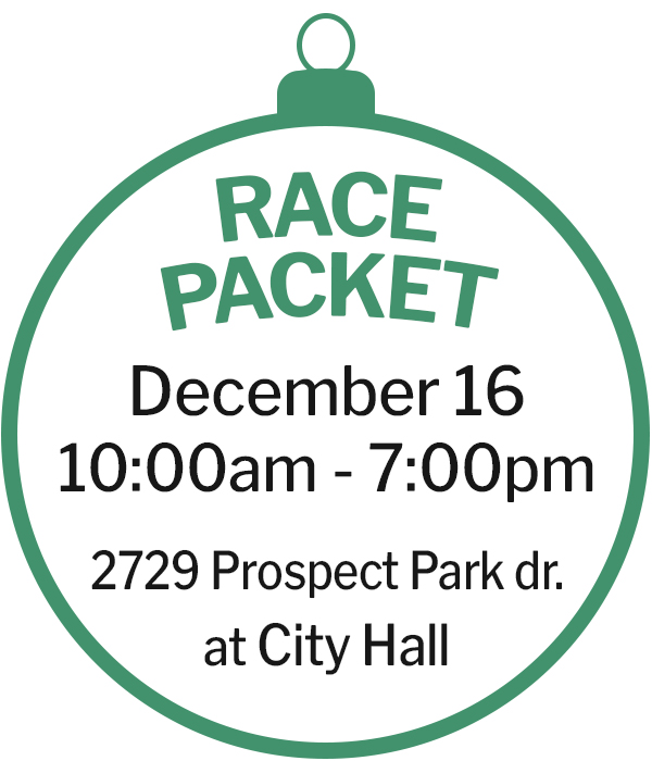 Pick up Race Packet on December 16, from 10:00 - 7:00pm at City Hall in Rancho Cordova